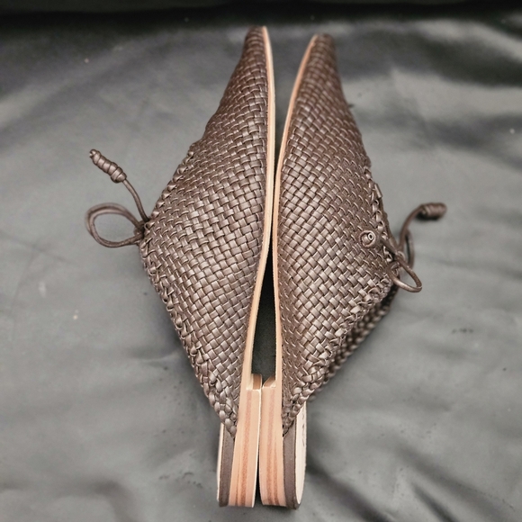 Zara Brown Woven Slip On Mules Slides With Bows Dress Shoes Women’s Size 37 6.5 - Picture 8 of 11